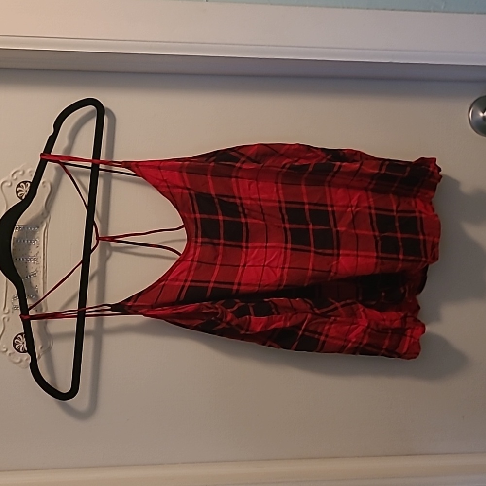Buffalo plaid spaghetti strap tank